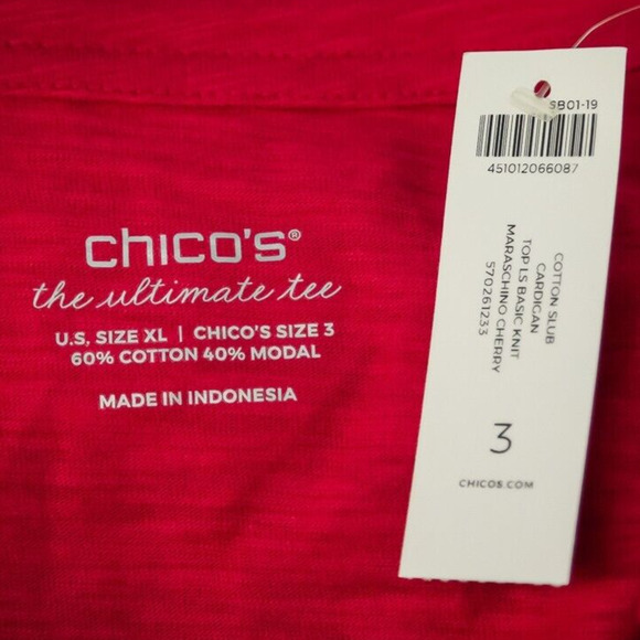 Chico's 3 Size XL Pink Cotton Slub Open Front Long Sleeve Tunic Cardigan Sweater - Picture 3 of 6